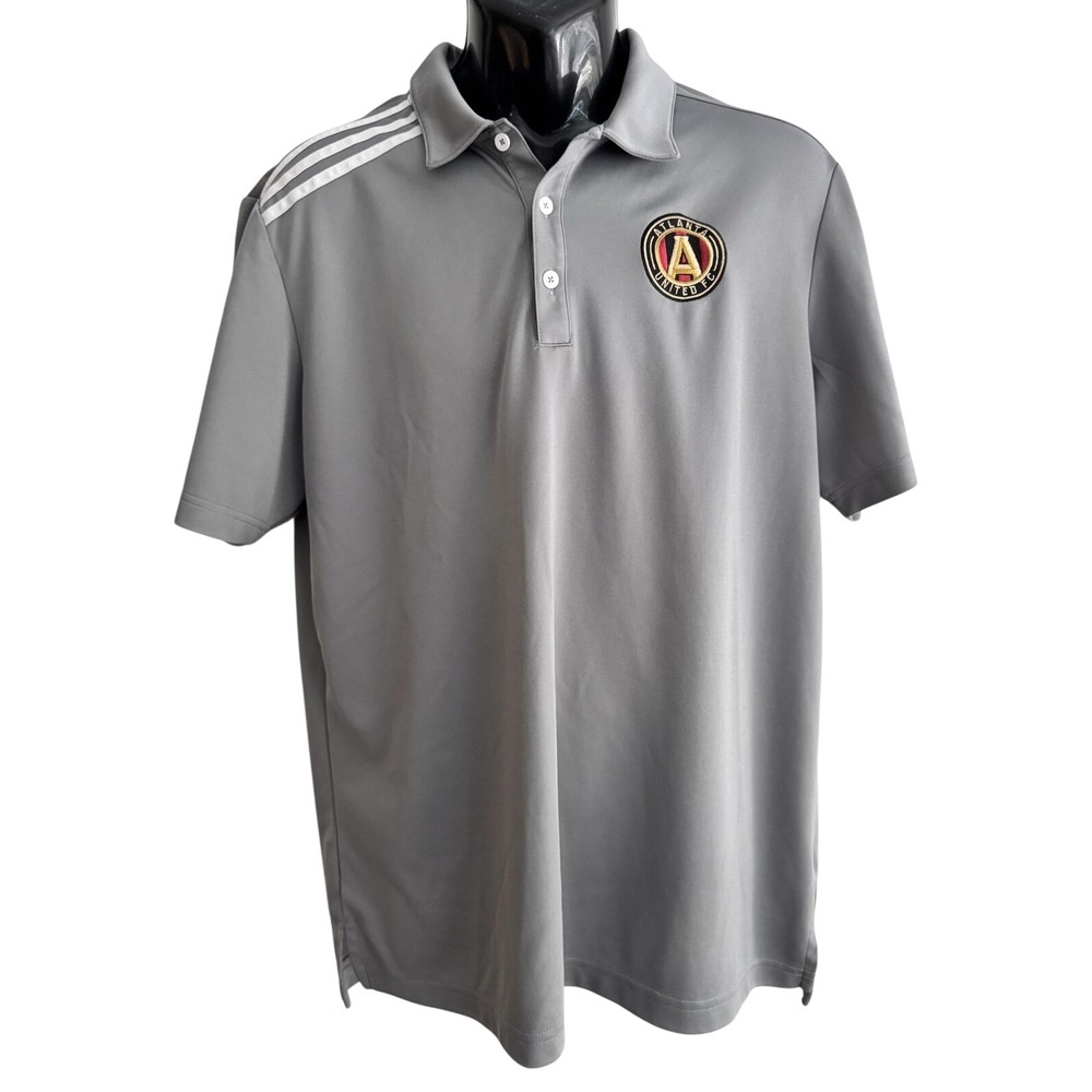 Atlanta United FC Shirt Mens Large Gray MLS Soccer Adidas Golf Polo Performance